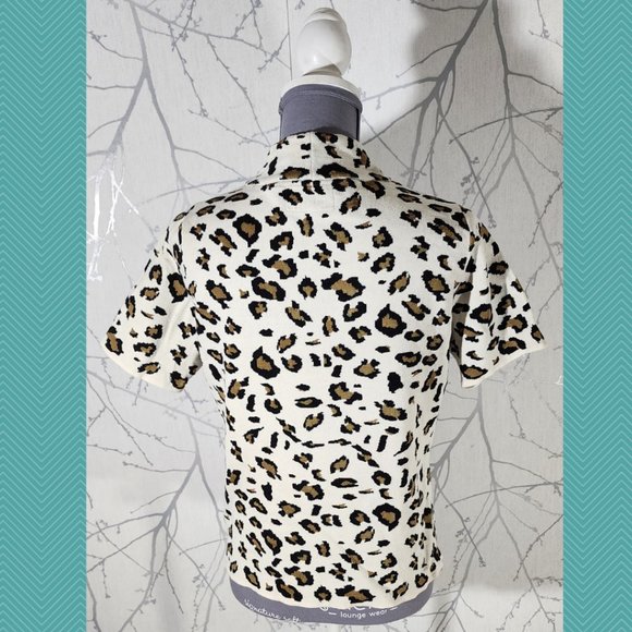 Field & Flower White Leopard Print Knit Mockneck Top - Picture 3 of 4